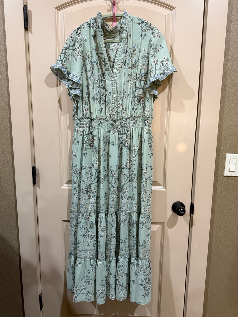Max Studio Pale Mint Floral Tiered Maxi Dress - Picture 1 of 8